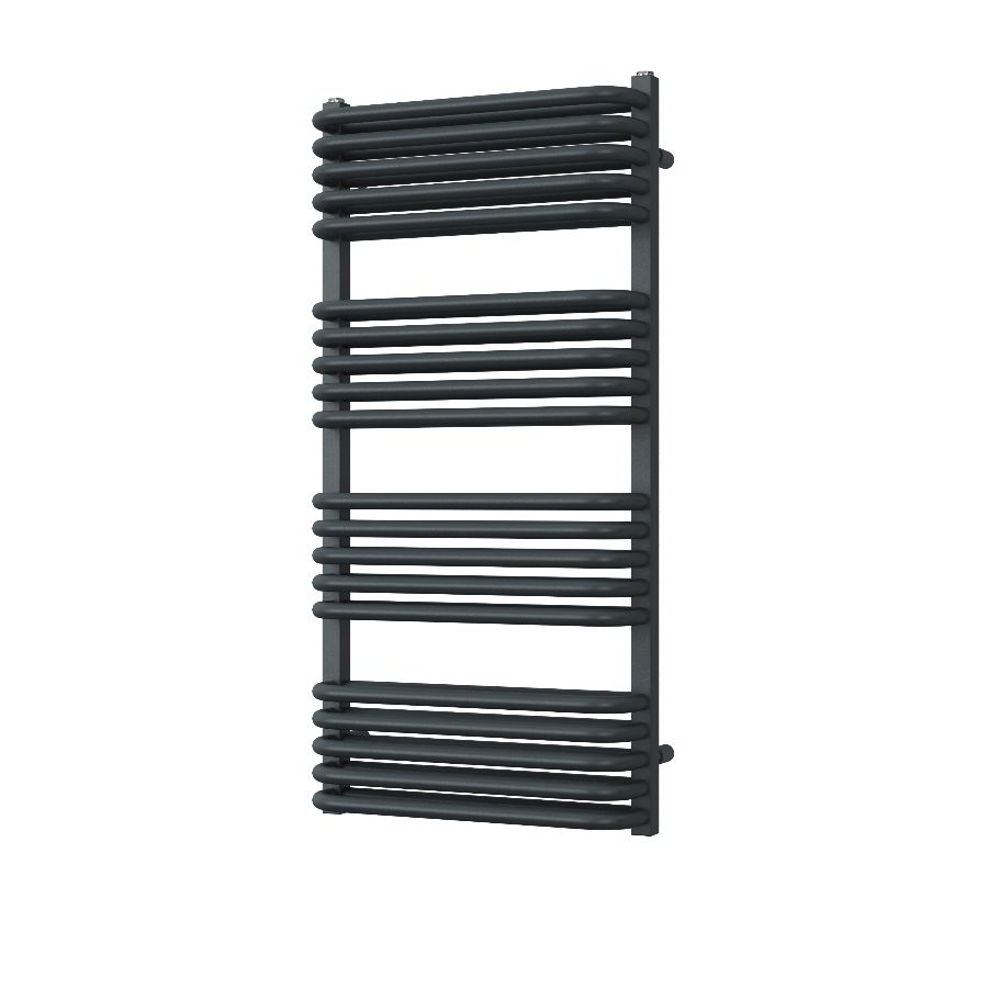 A black metal towel rack Description automatically generated with medium confidence