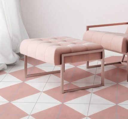 A pink chair and a white chair Description automatically generated