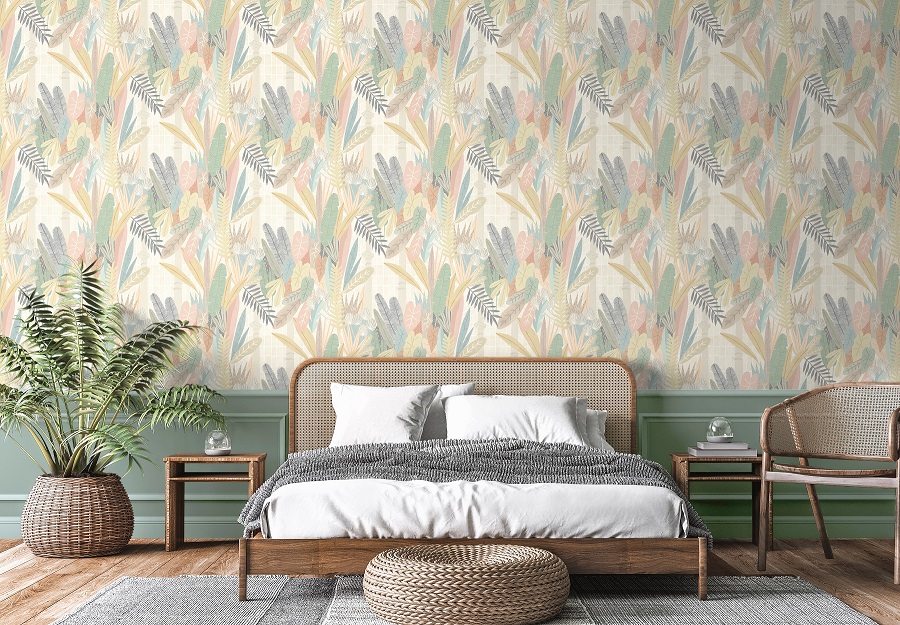 A room with a bed and a plant

Description automatically generated