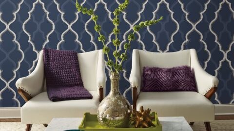 Double Damask in Navy from Beautiful Walls