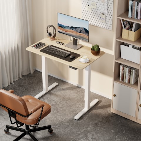 home office with a standing desk