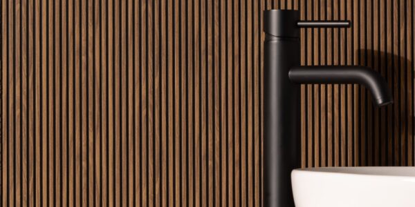 Microslat wall panels adds visual interest and warmth to the space.