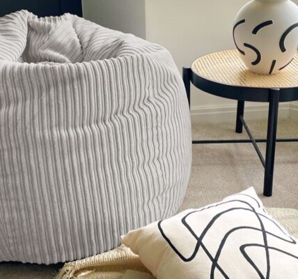 A comfortable and stylish bean bag chair made of jumbo cord