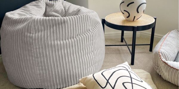 A comfortable and stylish bean bag chair made of jumbo cord