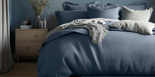 This bedding ensemble epitomises the beauty of simplicity. The rich, natural hues and textured fabric create a serene and inviting atmosphere, perfect for unwinding after a long day