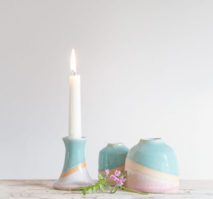 Beautiful handmade ceramic interior decorations in beautiful soft pastel colours.