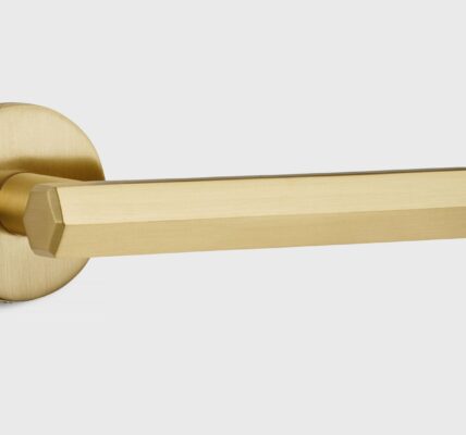 A gold door handle. This type of handle is commonly used for interior doors and offers a sleek, contemporary aesthetic.