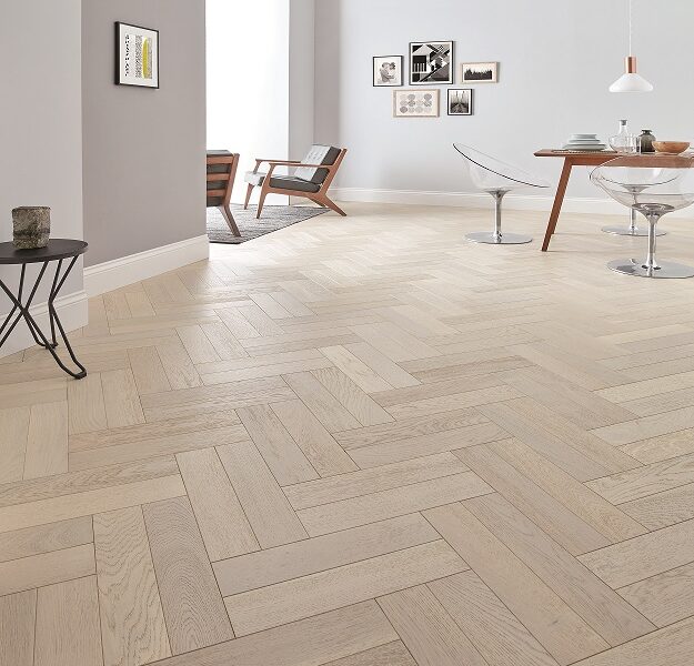 herringbone style wooden flooring