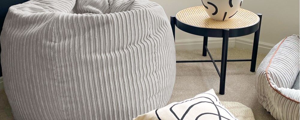 A comfortable and stylish bean bag chair made of jumbo cord