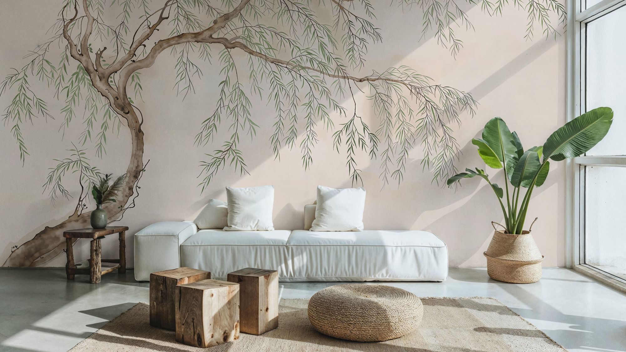 Bring the beauty of nature indoors with this elegant willow tree wallpaper. The delicate details and neutral colour palette make it a versatile choice for any room.